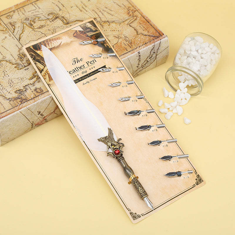 Wholesale Vintage Engraved Feather Dip Pens