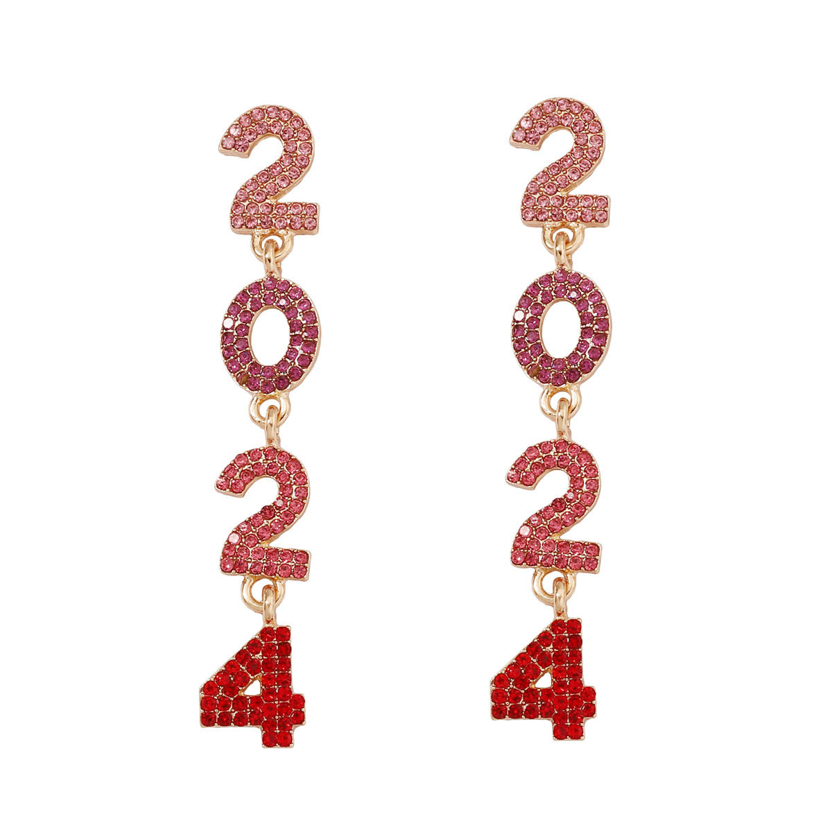Wholesale 2024 Full Diamond Digital Zinc Alloy Earrings