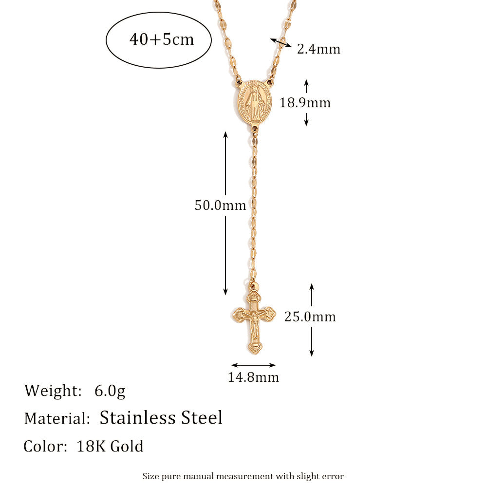 Wholesale Vintage Stainless Steel Plated Cross Chain Necklace