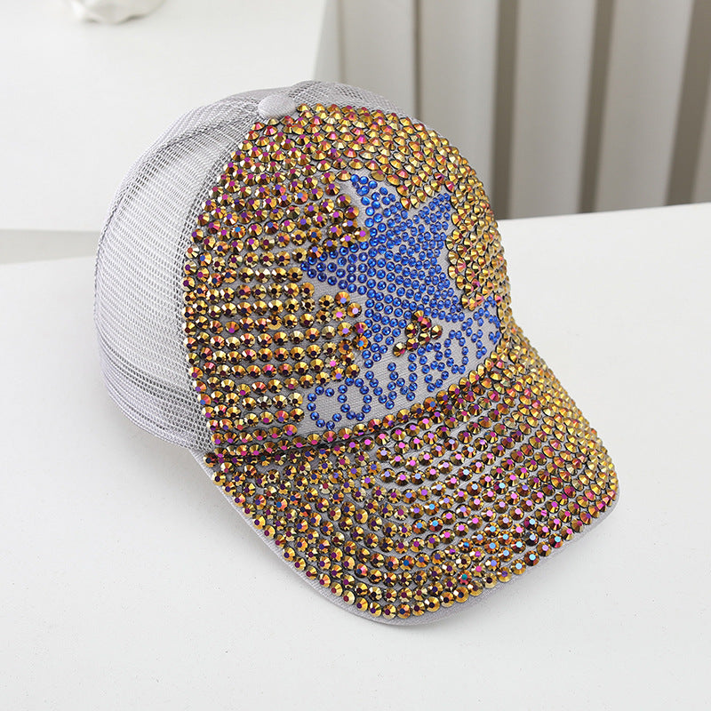 Wholesale Colored Diamond Baseball Cap with Star Diamond and Letter Party