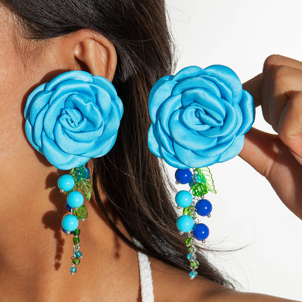 Wholesale Fabric colorful flower earrings