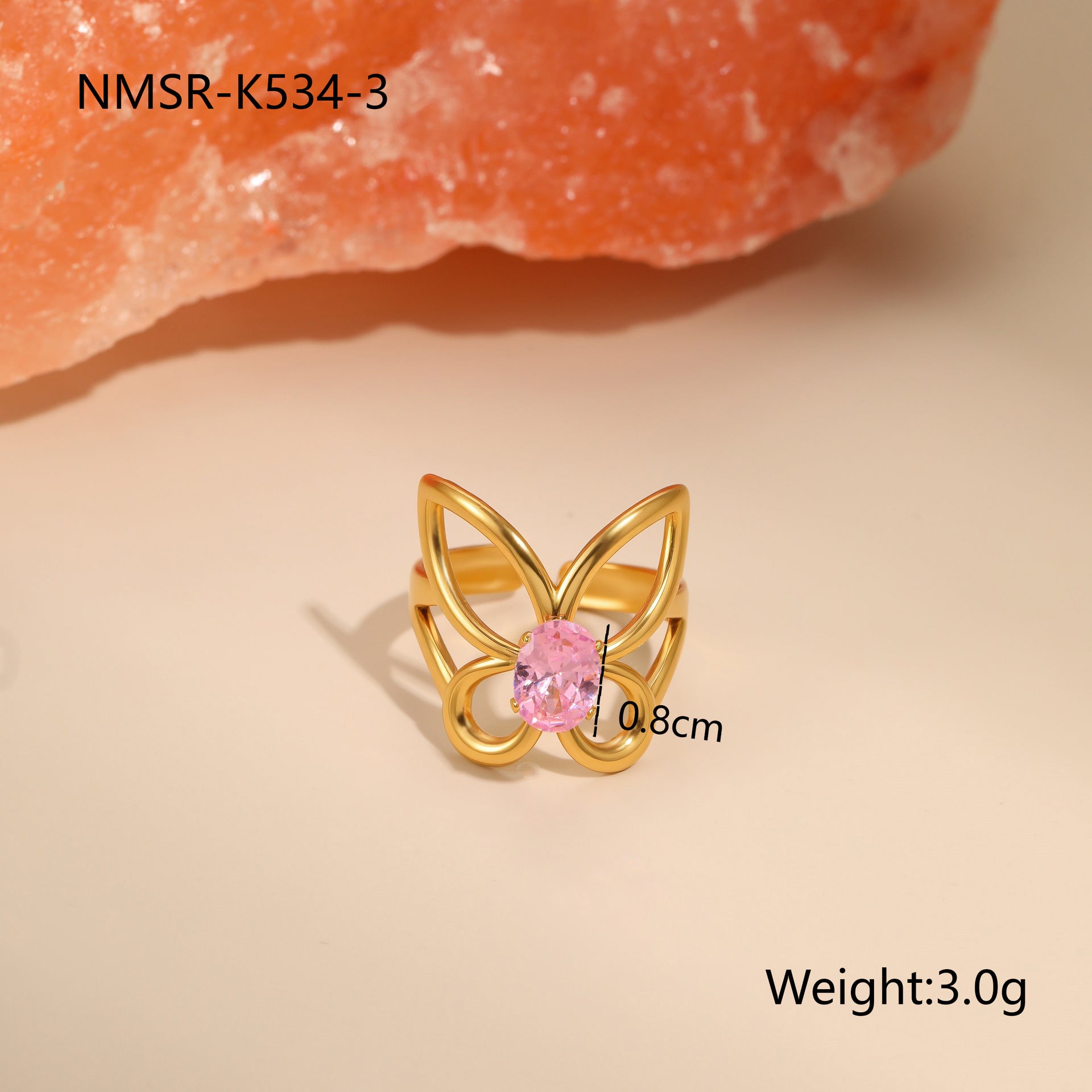 Wholesale Pink zircon Stainless Steel Rings