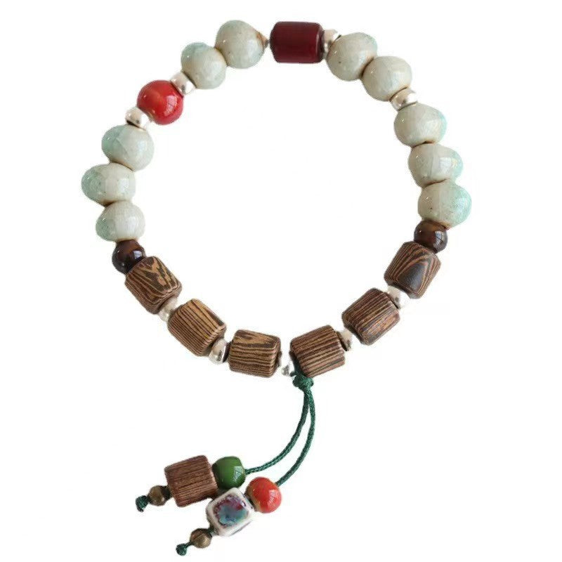 Wholesale Ceramic Vintage Wooden Bead Bracelet