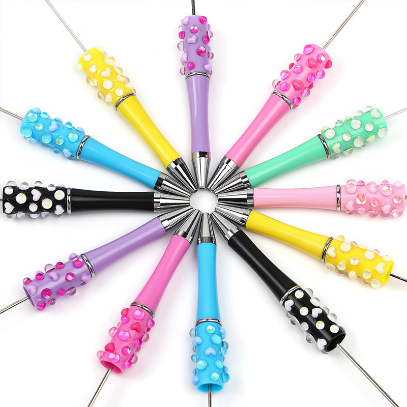Wholesale 10pcs Beadable Pens Heavy Industry Love Mermaid Rhinestone Handmade Diy Ballpoint Pen