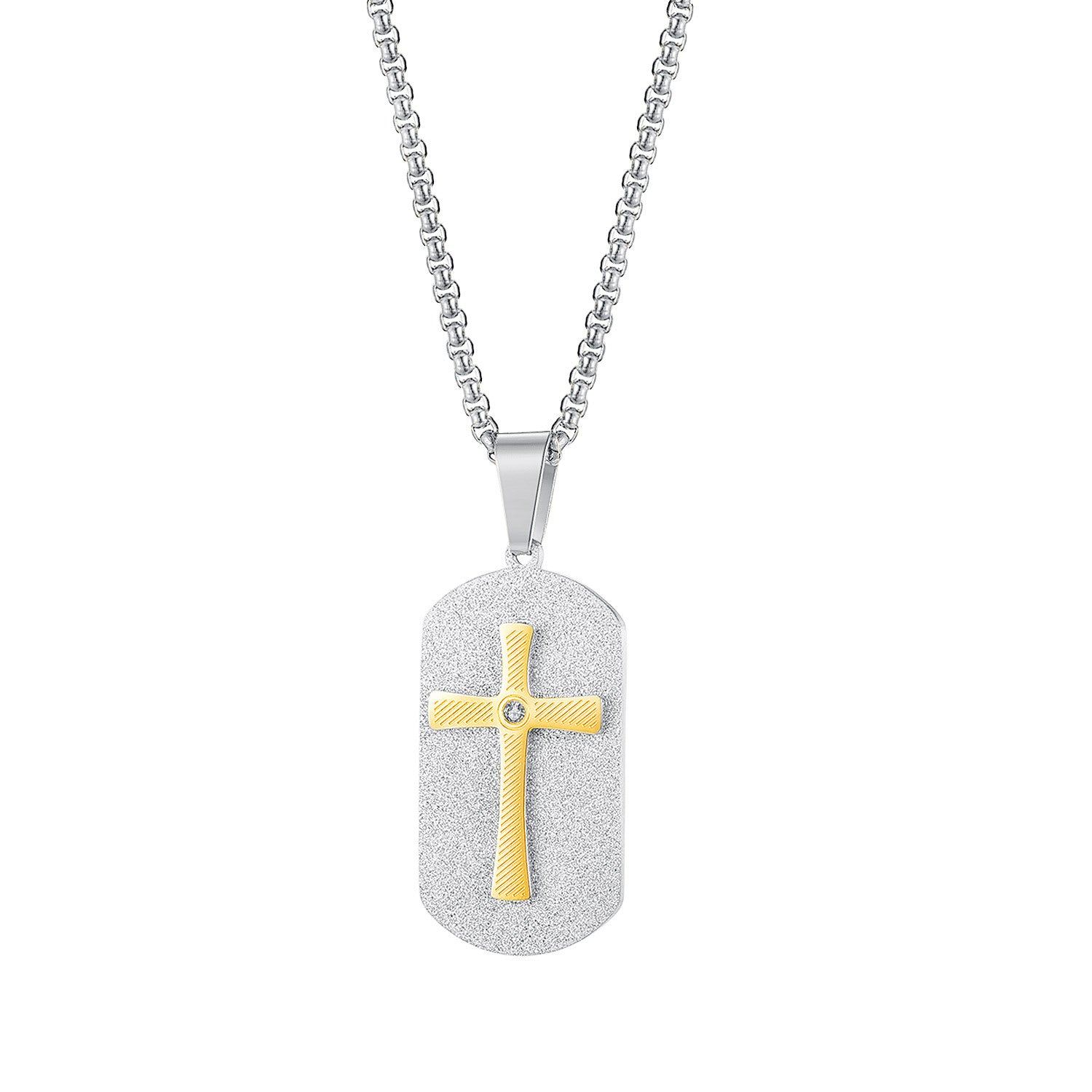Wholesale Titanium Steel Cross Tag Necklace