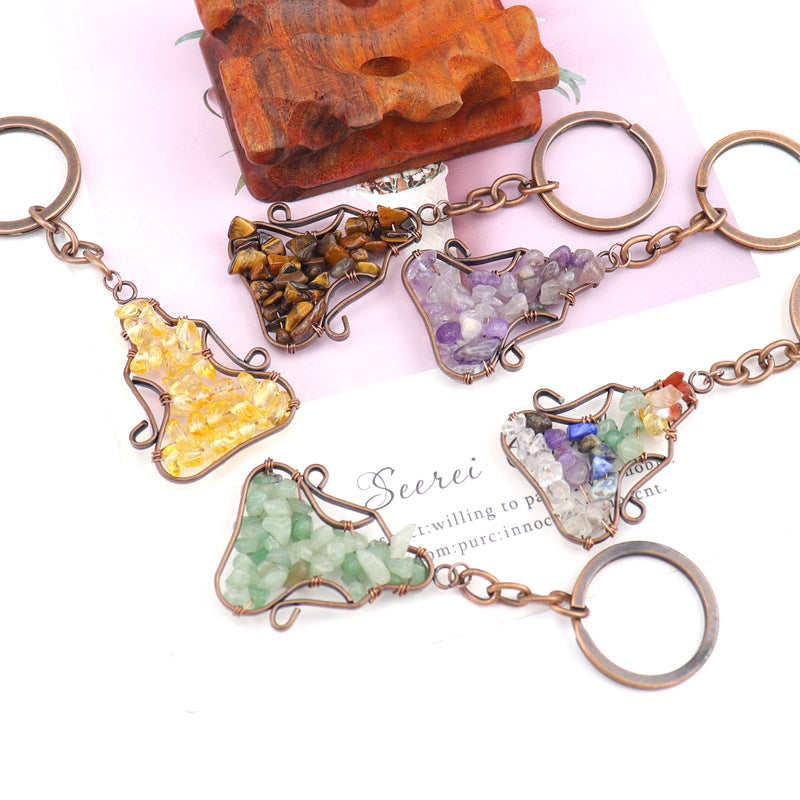 Wholesale Hand-wound Natural Crushed Stone Crystal Amethyst Keychain