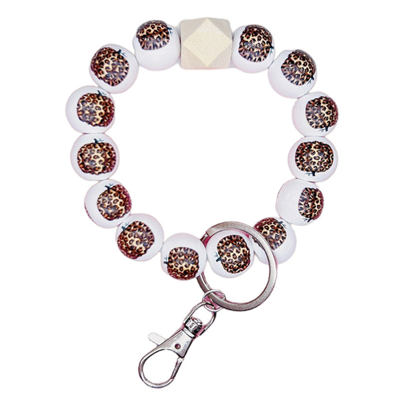Wholesale Halloween Wooden Bead Bracelet Keychain