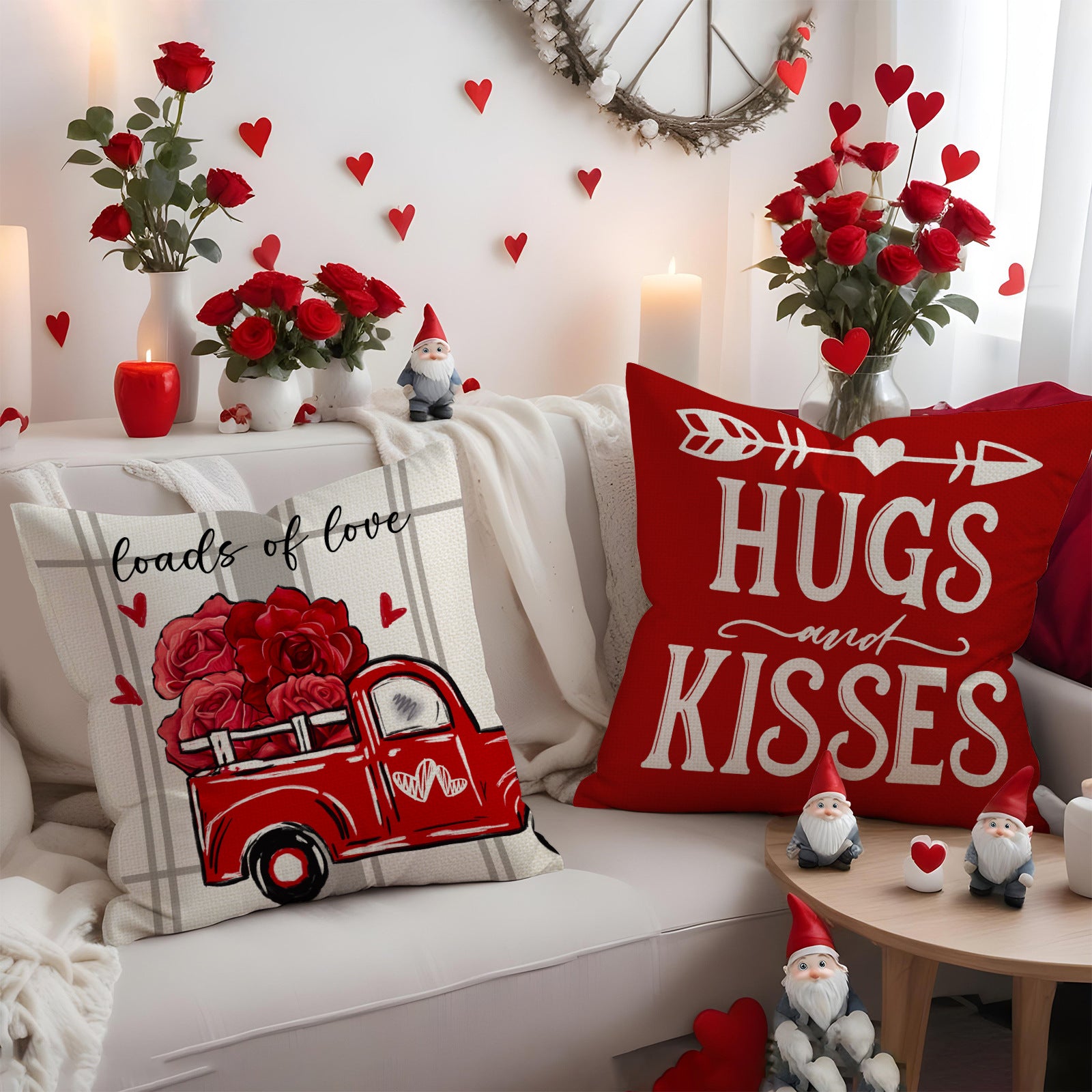 Wholesale Valentine' s Day Pillow Cover Love Imitation linen Pillow