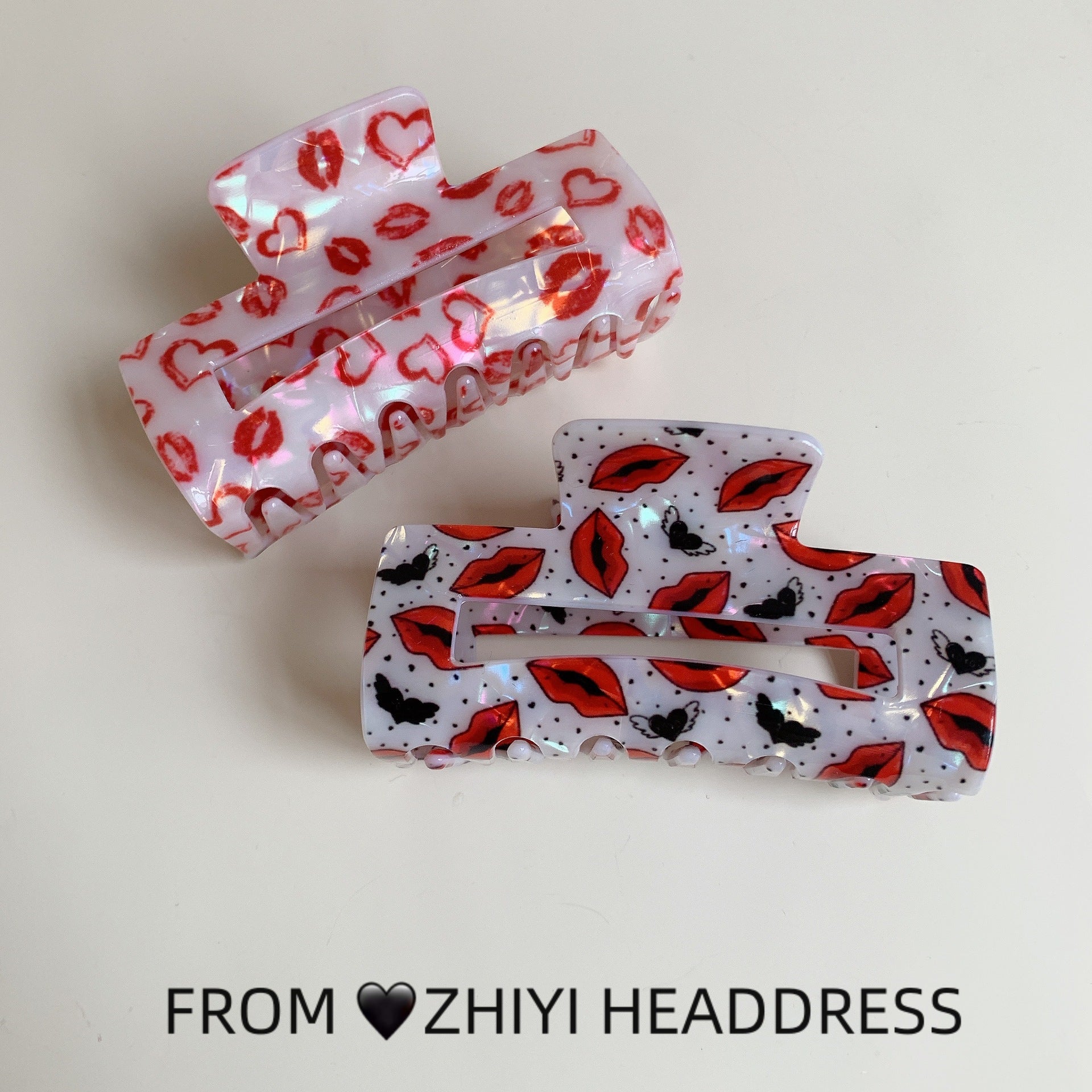 Wholesale Love Cupid Rose New Shark Clip Valentine's Day Large Rectangular Grab Hairpin