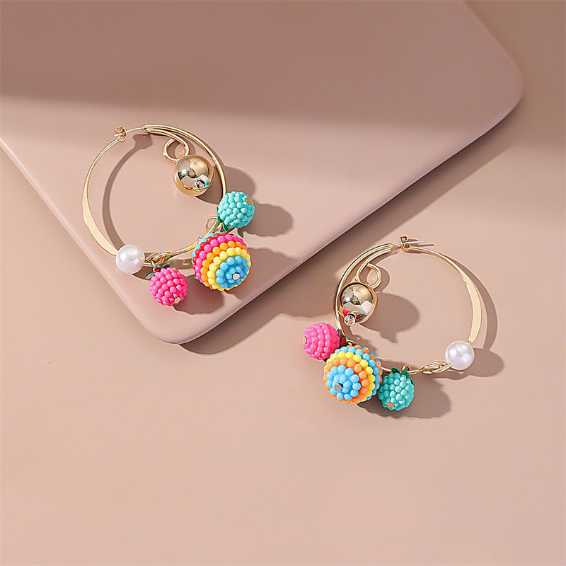 Wholesale of New Ball Small Fresh Colored Resin Earrings