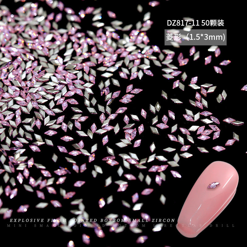 Wholesale 50pcs mini diamond nail drill 5A transparent zircon snowflake Nail Stickers