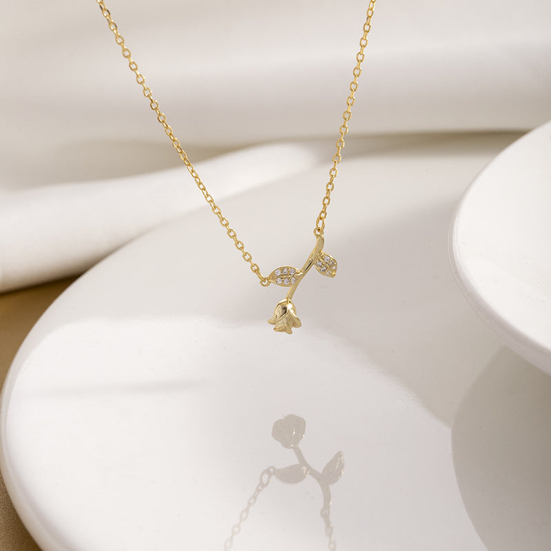 Wholesale S925 Silver Rose Necklace