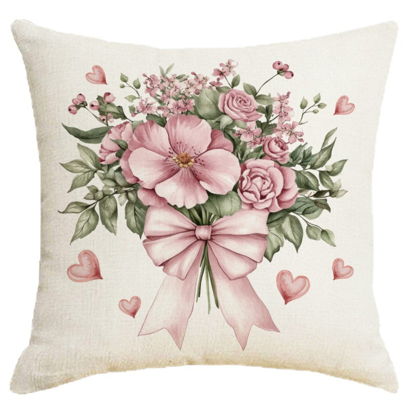 Wholesale Pink Valentine' s Day Pillow Cover Linen Love Letter Print