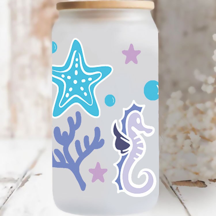 Wholesale Summer Marine Animals Series 16oz Cup UV DTF Wraps