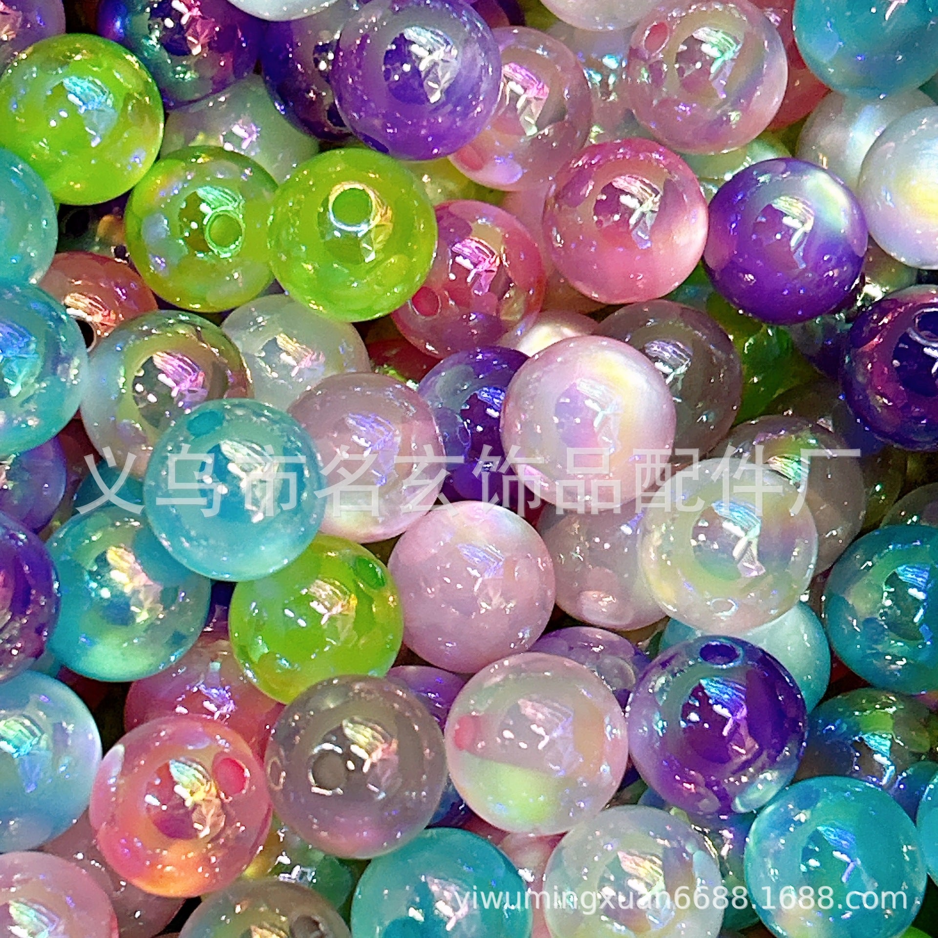 Wholesale Random 200 pcs/pack  Colored electroplated cat' s eye beads Acrylic Beads