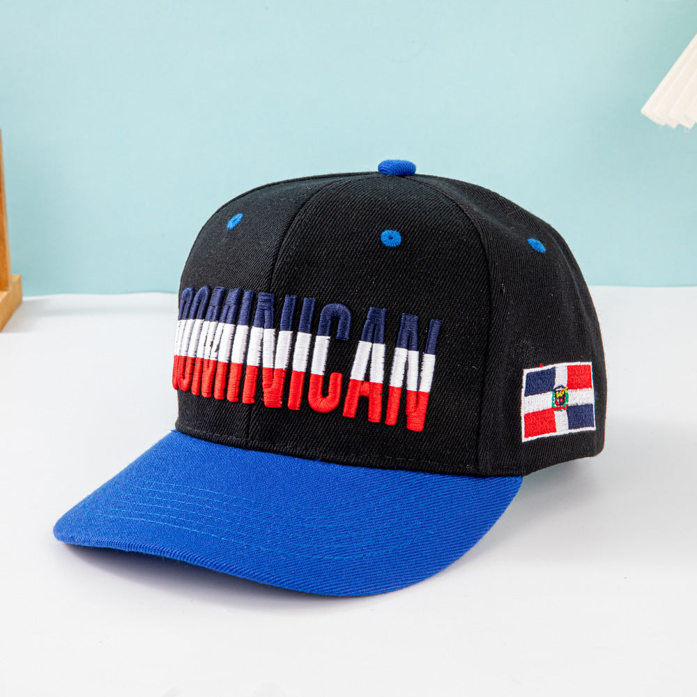 Wholesale Multi country flag hat color blocked flat brimmed baseball cap