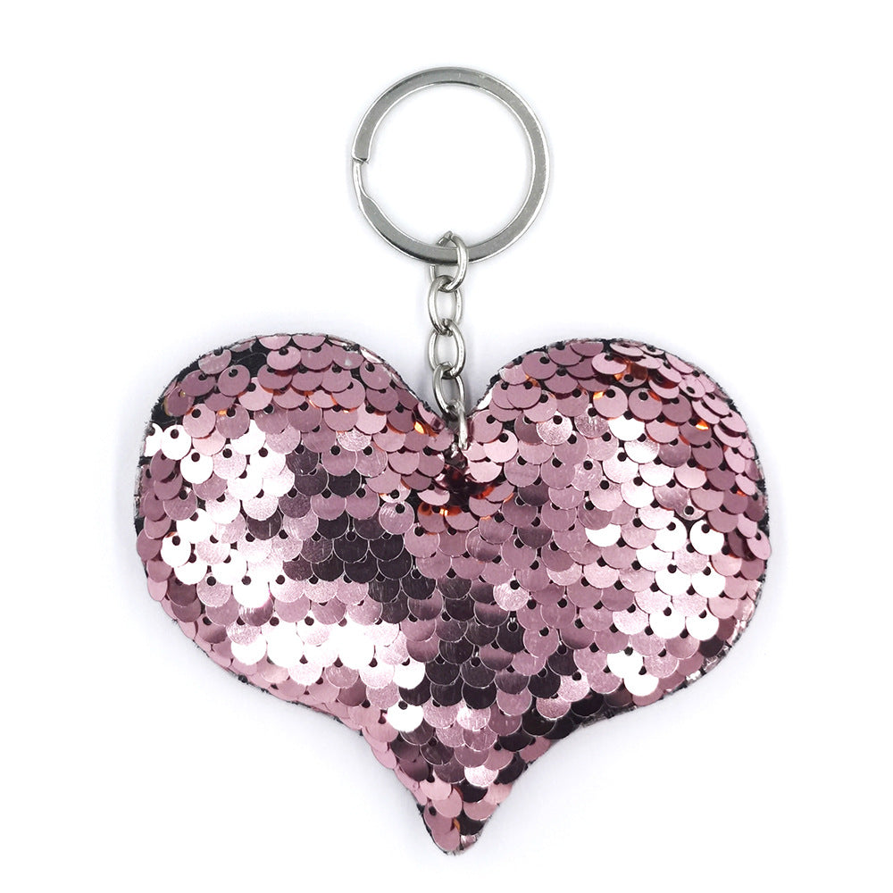 Wholesale Double-sided Reflective Fish Scale Sequins Love Keychain