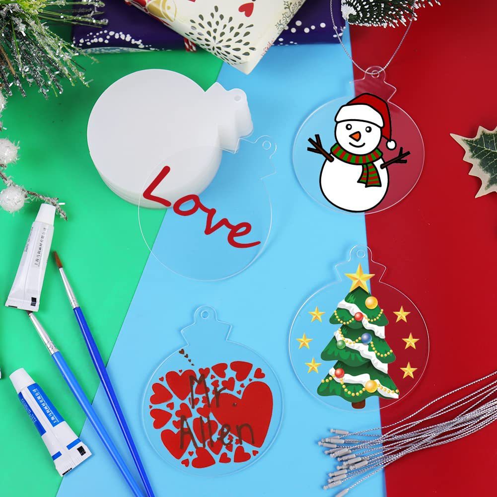 Wholesale 2pcs Christmas Clear Acrylic Round Blank Listing DIY Decorative Blank Disc