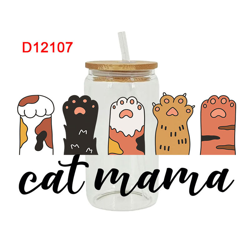 Wholesale Cute Dog Cartoon 16oz Cup UV DTF Wraps