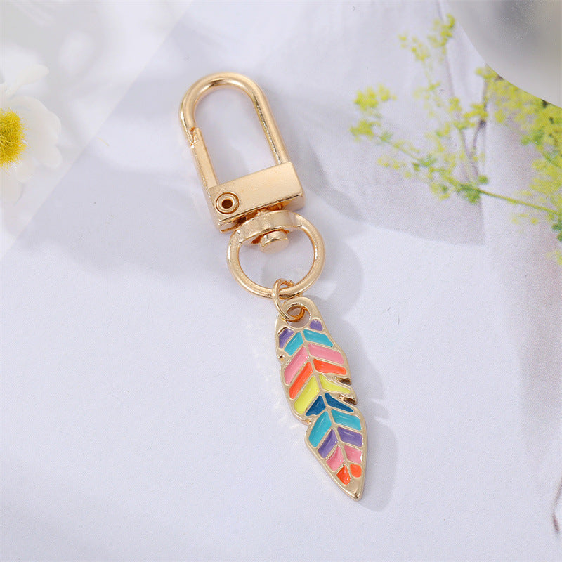Wholesale Color Drip Oil Mushroom Feather Alloy Keychains