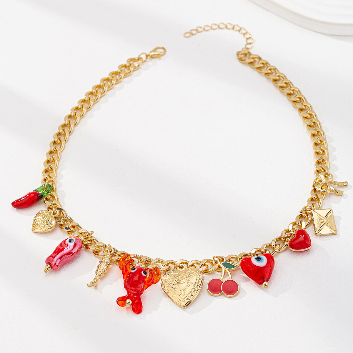 Wholesale Fruit Flower Ceramic Cross Multi Pendant Necklace