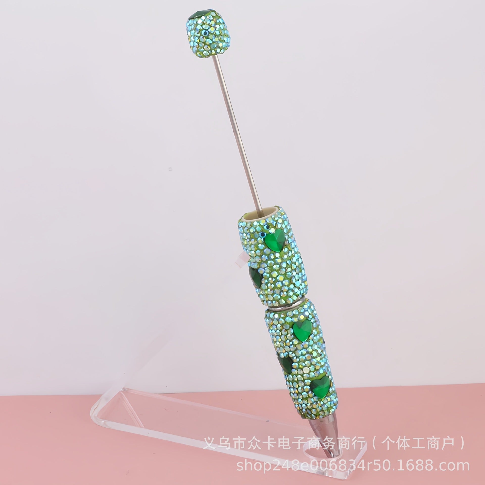 Wholesale 10pcs Heart-Shaped Colorful  Full Diamond  DIY Fancy Beadable Pens