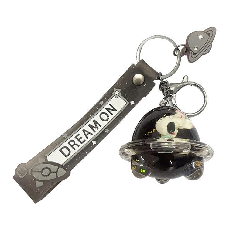 Wholesale Cartoon Black Gold Astronaut Astronaut Doll Into Oil Quicksand Drift Bottle Acrylic Keychain