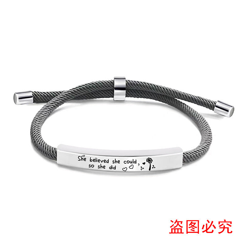 Wholesale Stainless Steel Braided 2024 Graduation Season Day Engraved Bracelet