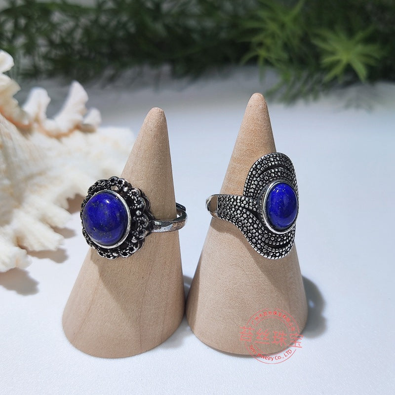 Wholesale Blue Crystal Cat Skull Adjustable Finger Ring