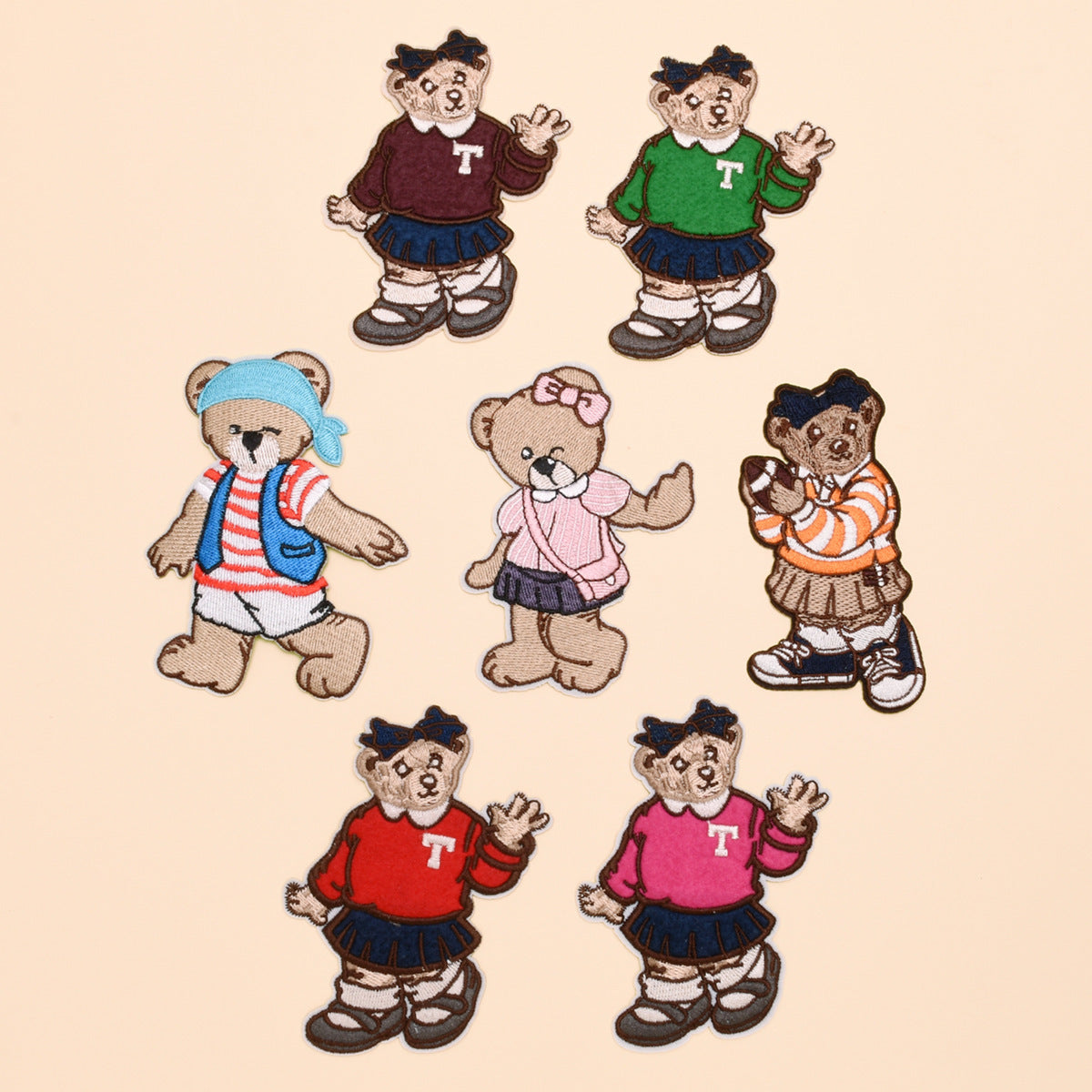 Wholesale Cute Cartoon Bear Iron On Cloth Patch Modern Simple Applique For Clothing