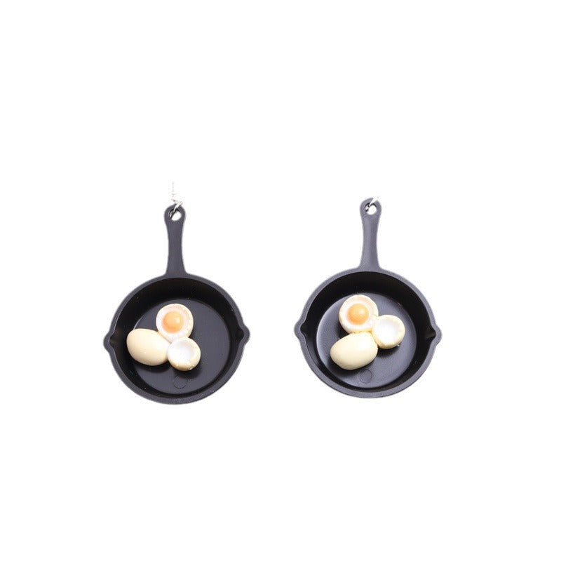 Wholesale Flat Bottomed Pot, Poached Eggs, Acrylic Earrings