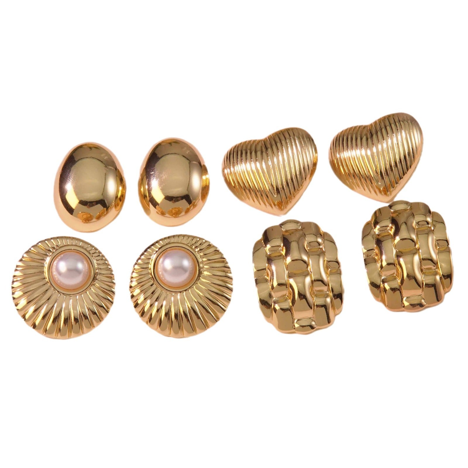 Wholesale Electroplated stainless steel heart thread polished plaid earrings