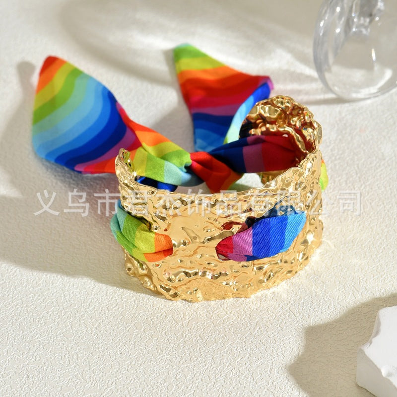Wholesale Rainbow f heart metal irregular bracelet