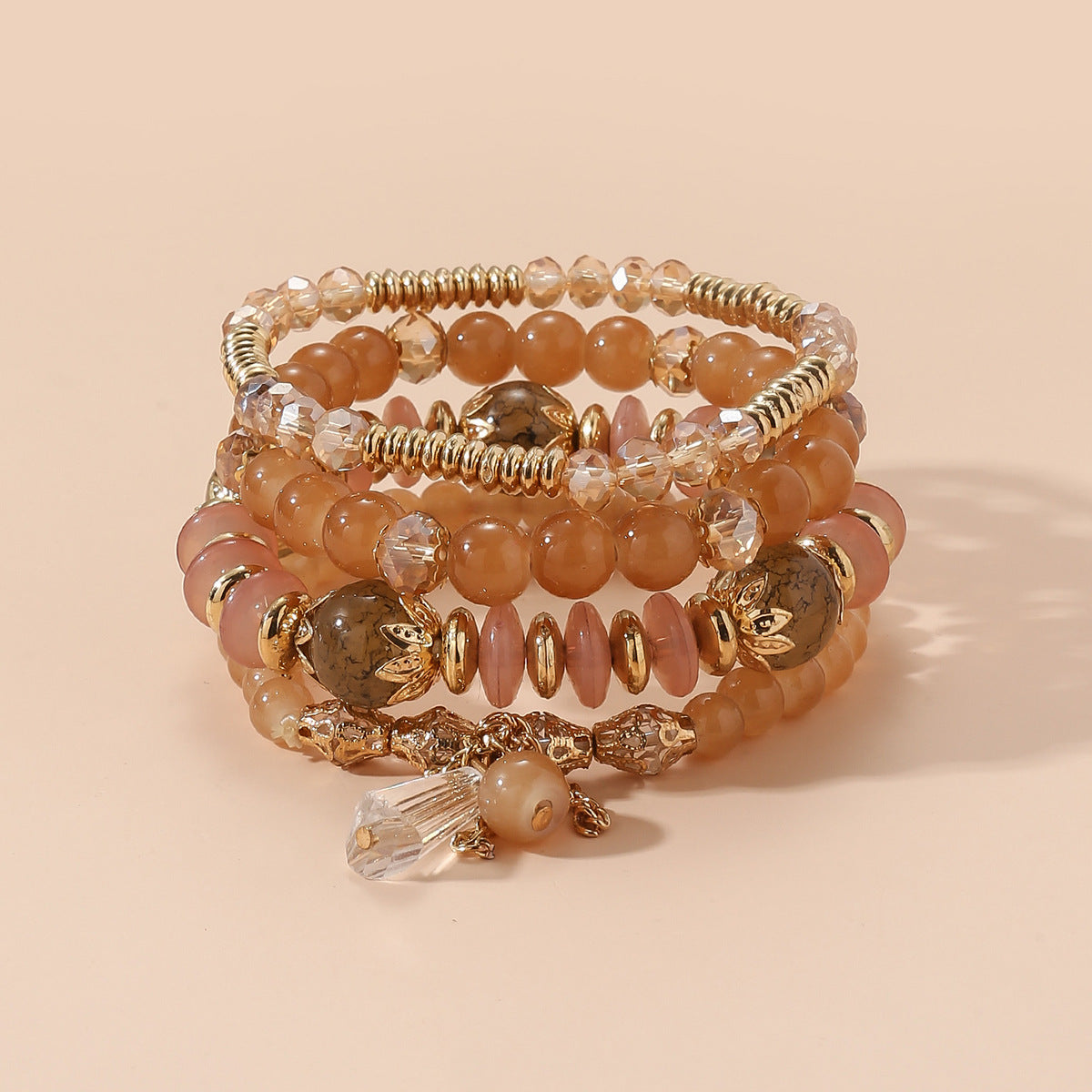 Wholesale Bohemian Crystal Beaded Bracelet suit Colorful Multi-layer Bracelet