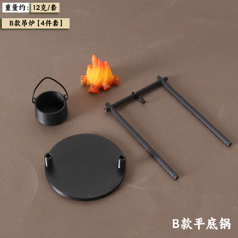 Wholesale Miniature outdoor scene bonfire hanging stove Doll Accessories