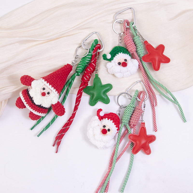 Wholesale Christmas wool pendant DIY five-pointed star keychain