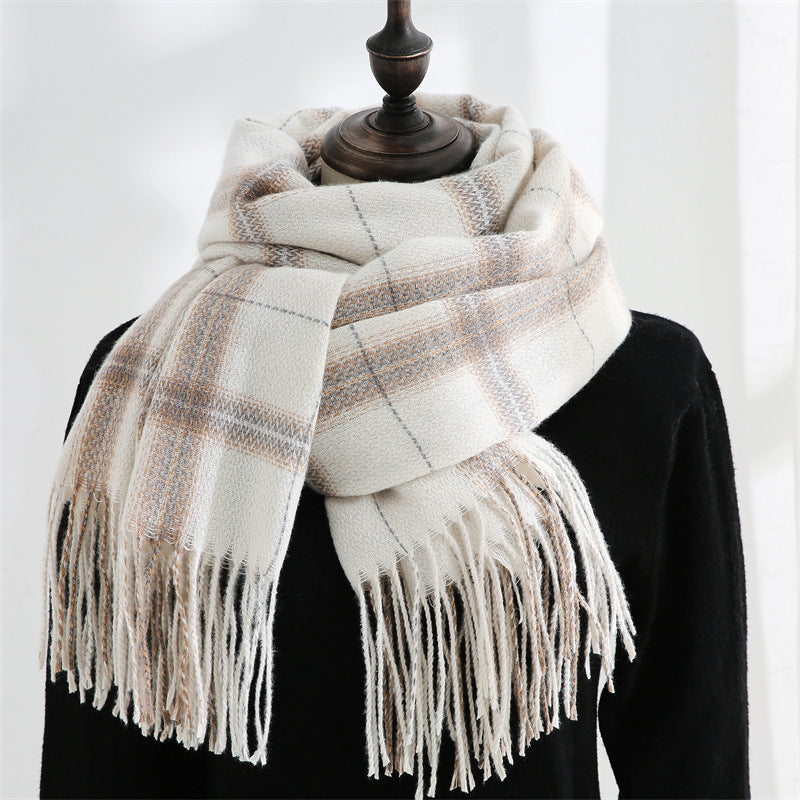 Wholesale Autumn and Winter Thickened Cashmere Plaid Scarves