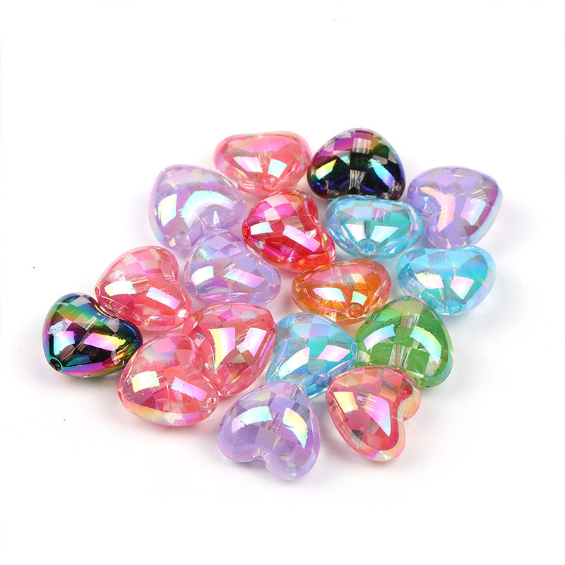 Wholesale 100pcs  Acrylic Heart Checkerboard Beads