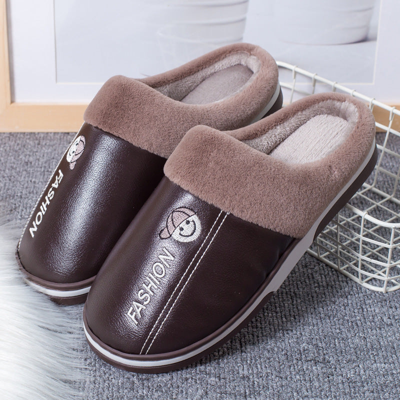 Wholesale Leather Autumn and Winter Warm Cotton Slippers