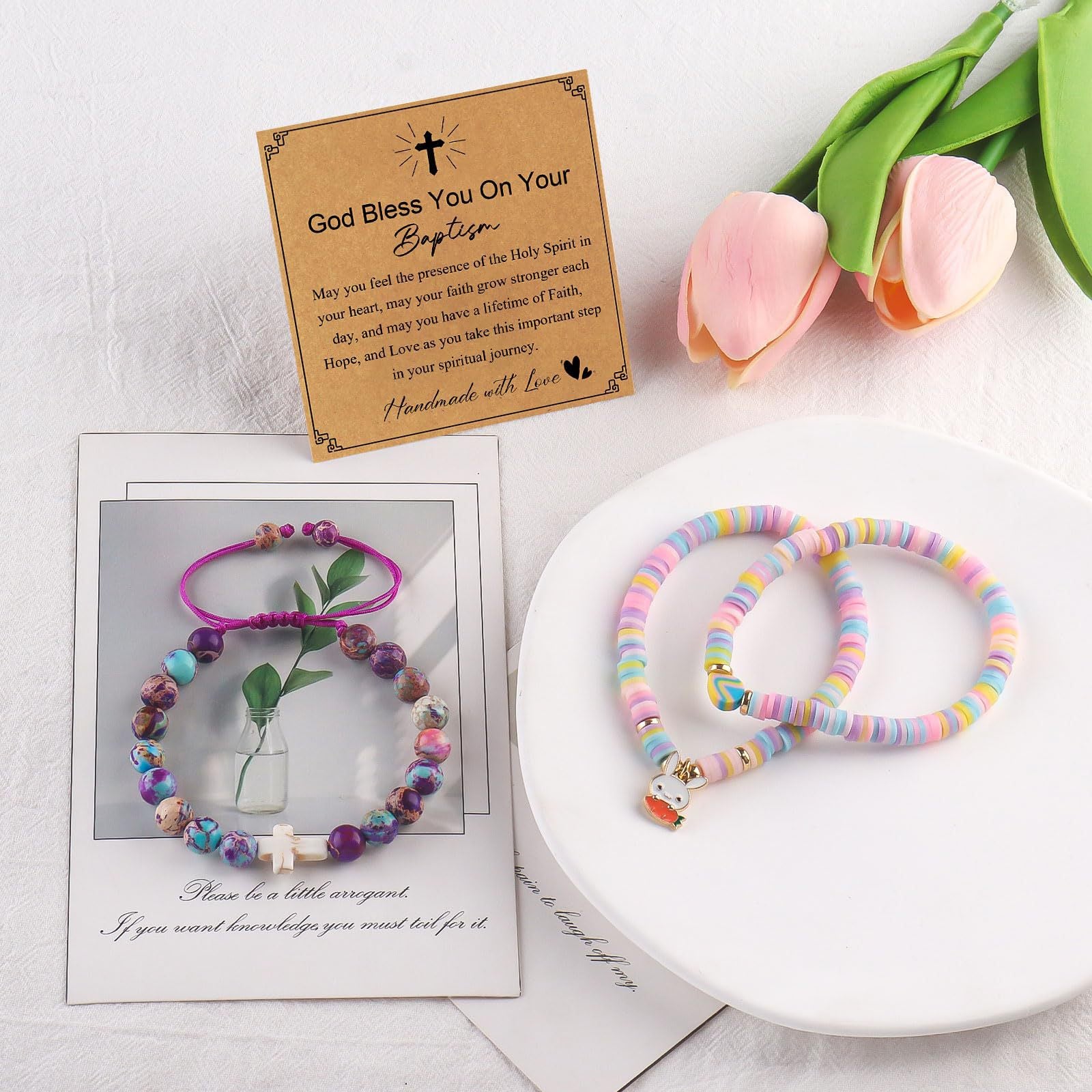 Wholesale Easter Cute Bunny Pendant Girl  Clay Bead bracelet