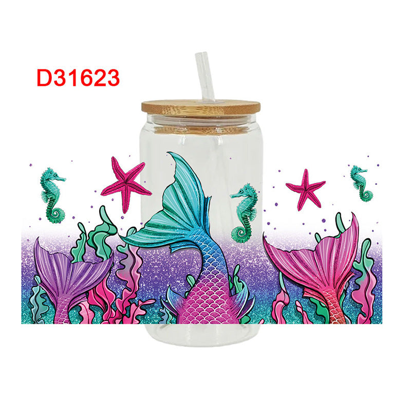 Wholesale  Blue marine animals 16oz Cup UV DTF Wraps