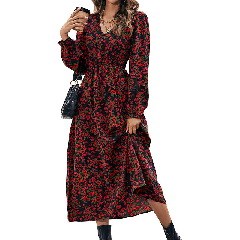 Wholesale Polyester Long Sleeved Printed Dresses