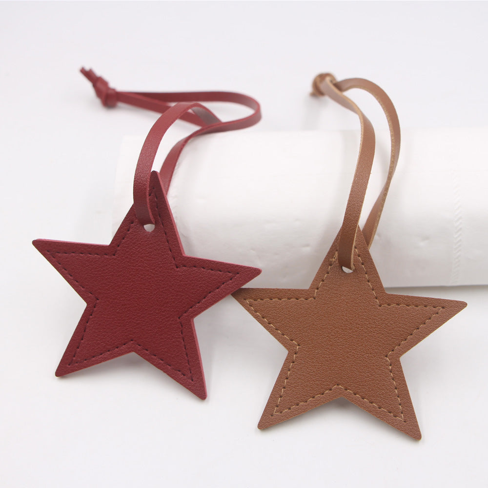 Wholesale Black PU Leather Star Bag Charm Five Point Star Pendant Lanyard Everyday Decorative Accessory For Handbags Boutique Resale