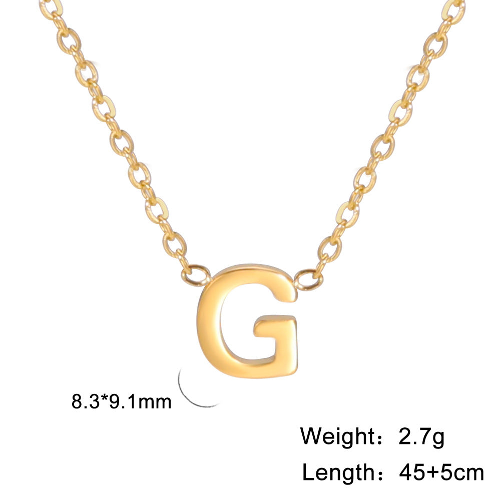 Wholesale 26 Letter 18k Genuine Gold Electroplating Non Fading Stainless Steel Necklace