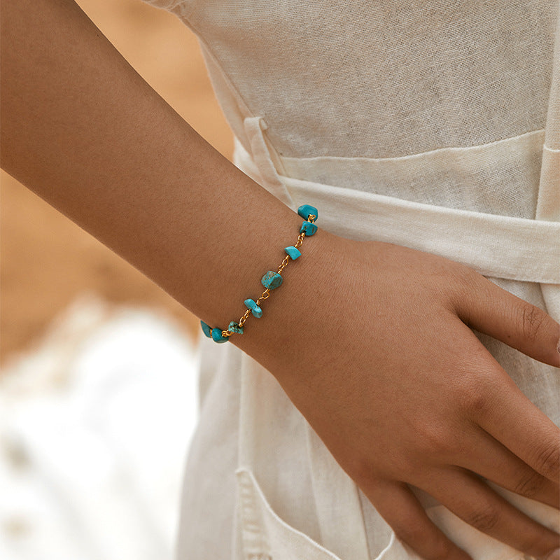 Wholesale Turquoise Ethnic Style Gold Plated Bracelet