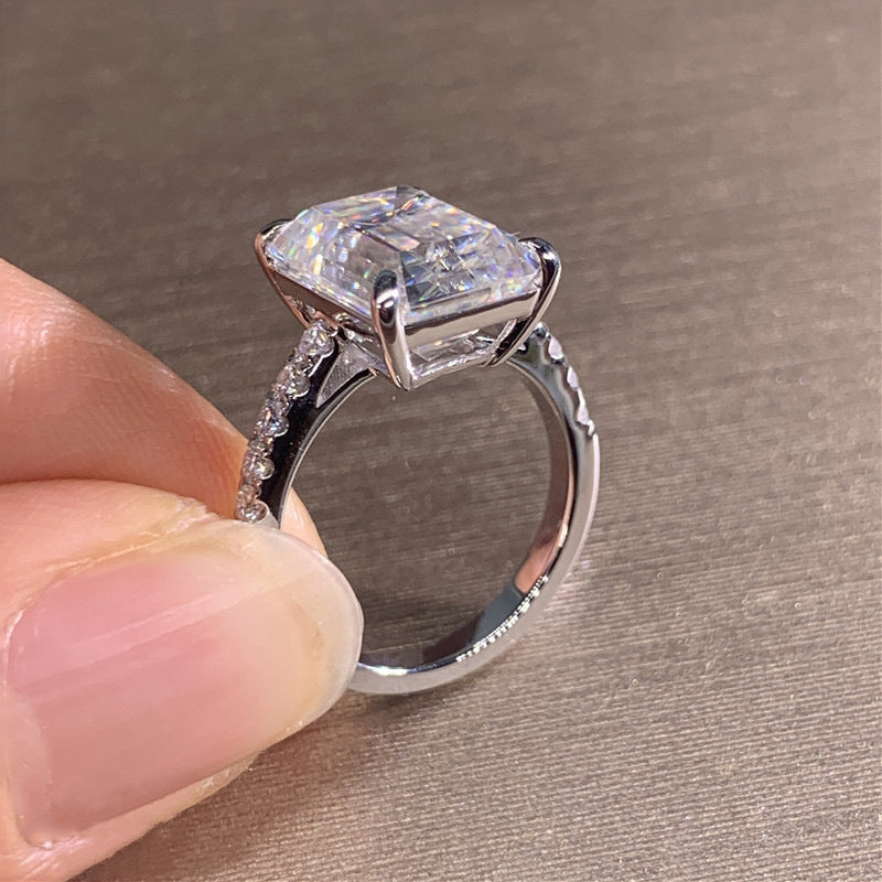 Wholesale princess cut simulation all-match rock sugar wedding ring