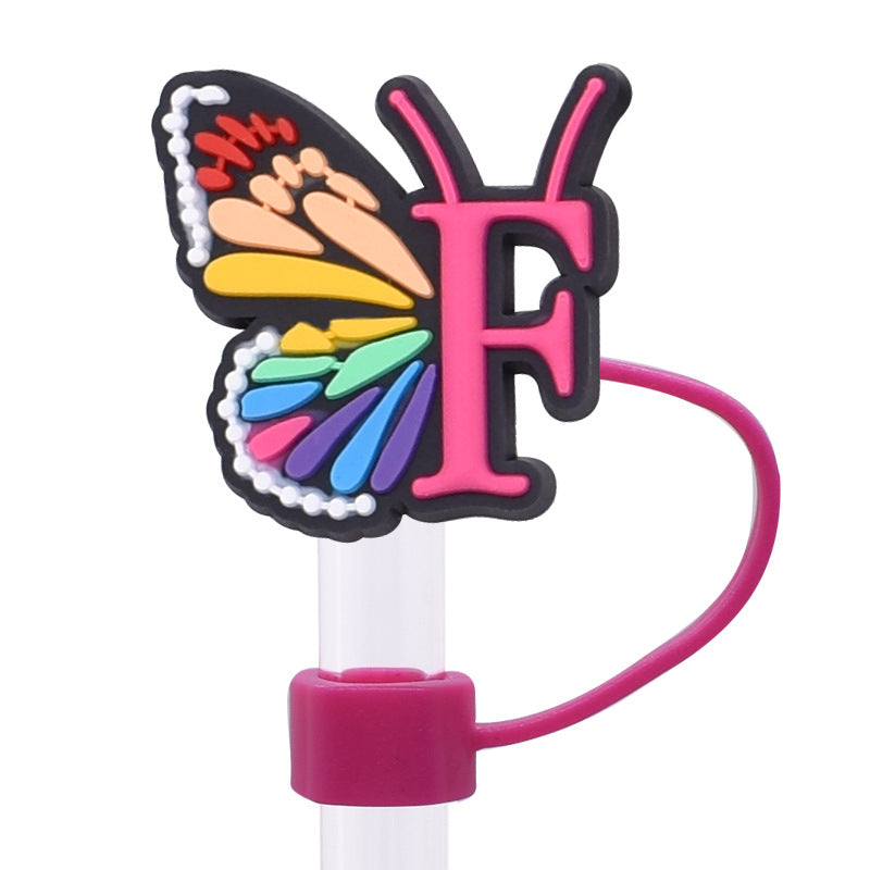 Wholesale  Random 100pcs/pack   Butterfly letter dustproof straw cover  Straw Tube Cap