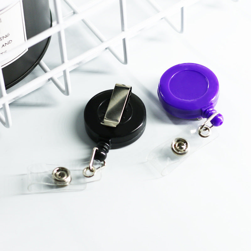 Wholesale 10pcs/pack round plastic drop metal easy pull buckle badge ID retractable buckle
