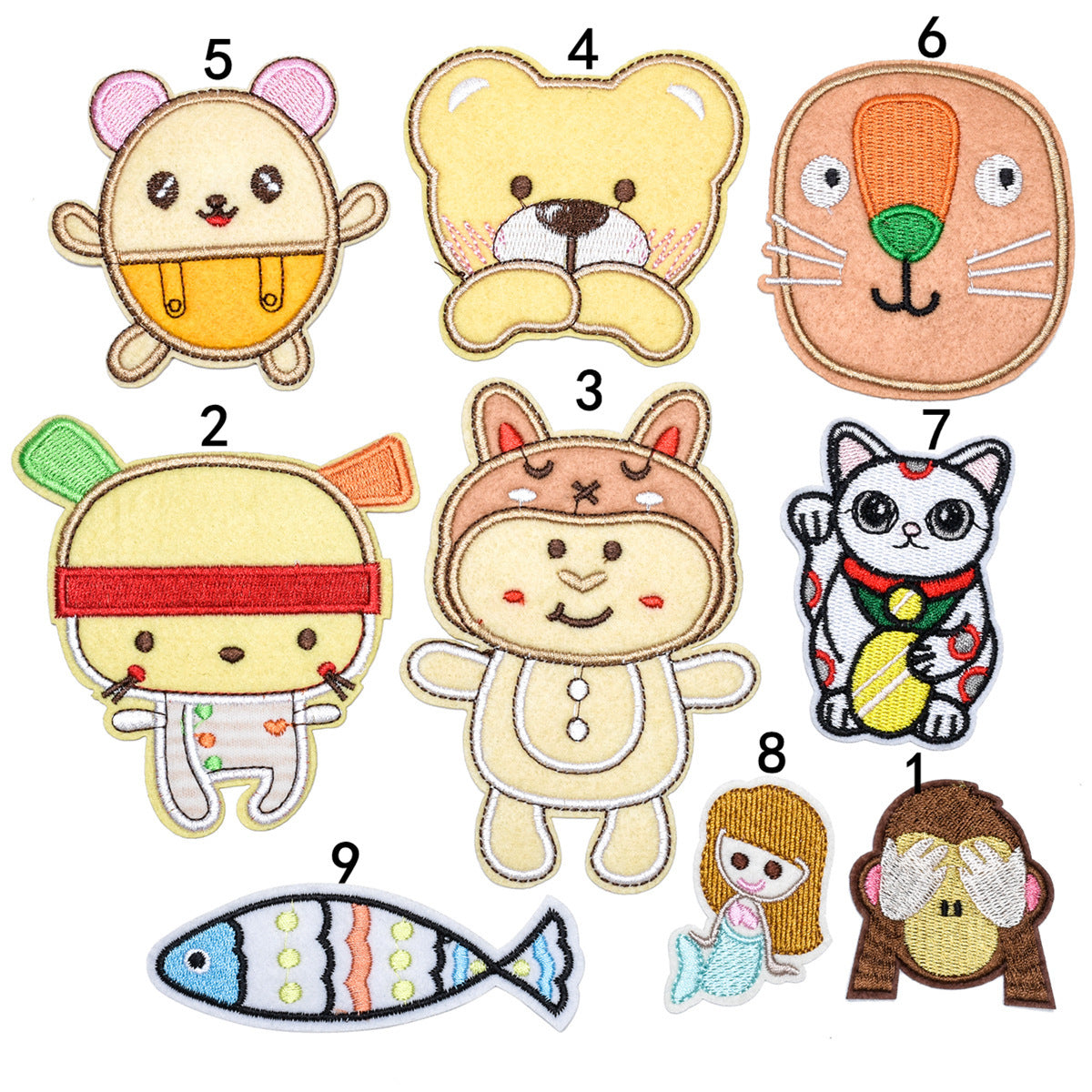 Wholesale Cute Cartoon Embroidered Patch Set Decorative Clothing Accessory DIY Craft Sew On Applique Boutique Resale Gift