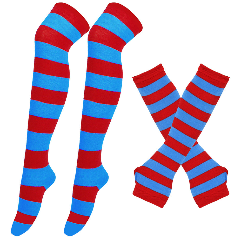 Wholesale Halloween Christmas Funny Striped Gloves Long Socks Set
